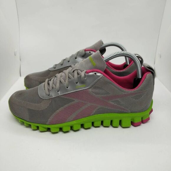 Reebok Realflex Transition Running Shoes Womens Size 8.5 Grey Green Pink Sneaker - Picture 1 of 9